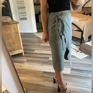 Grey midi knit wrap skirt